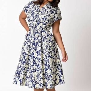 Unique vintage Alexis Dress Navy White